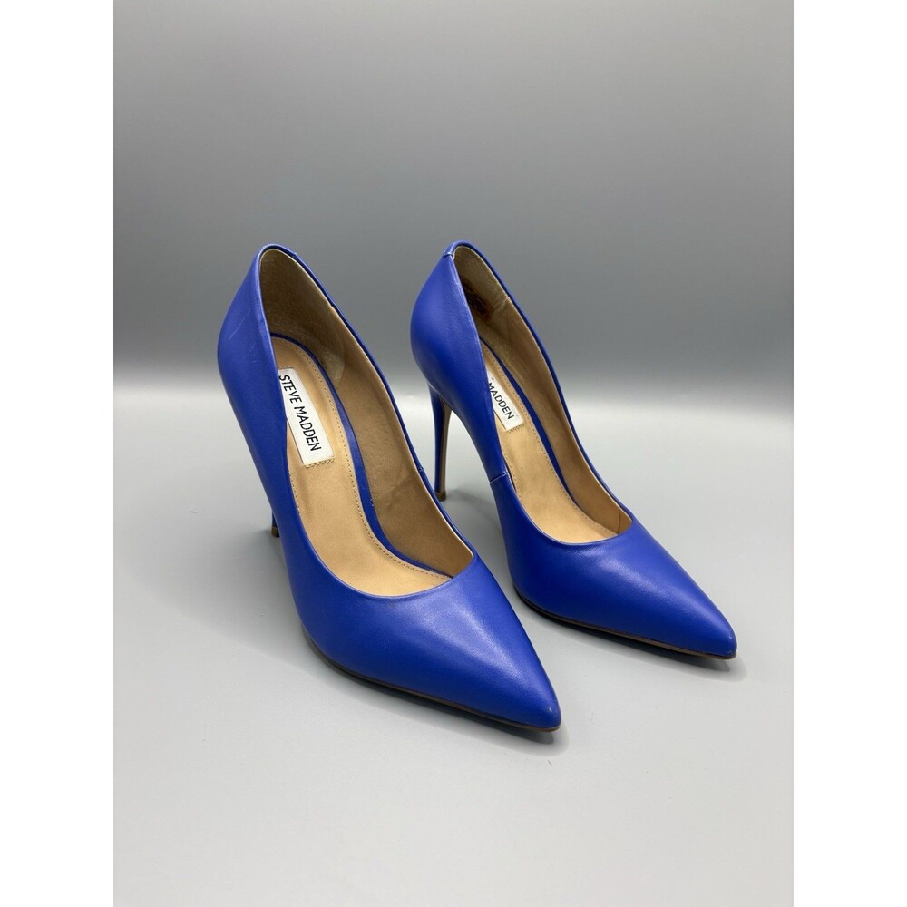 Steve Madden Daisie Pumps Womens 6 M Royal Blue Leather Classic Stilettos